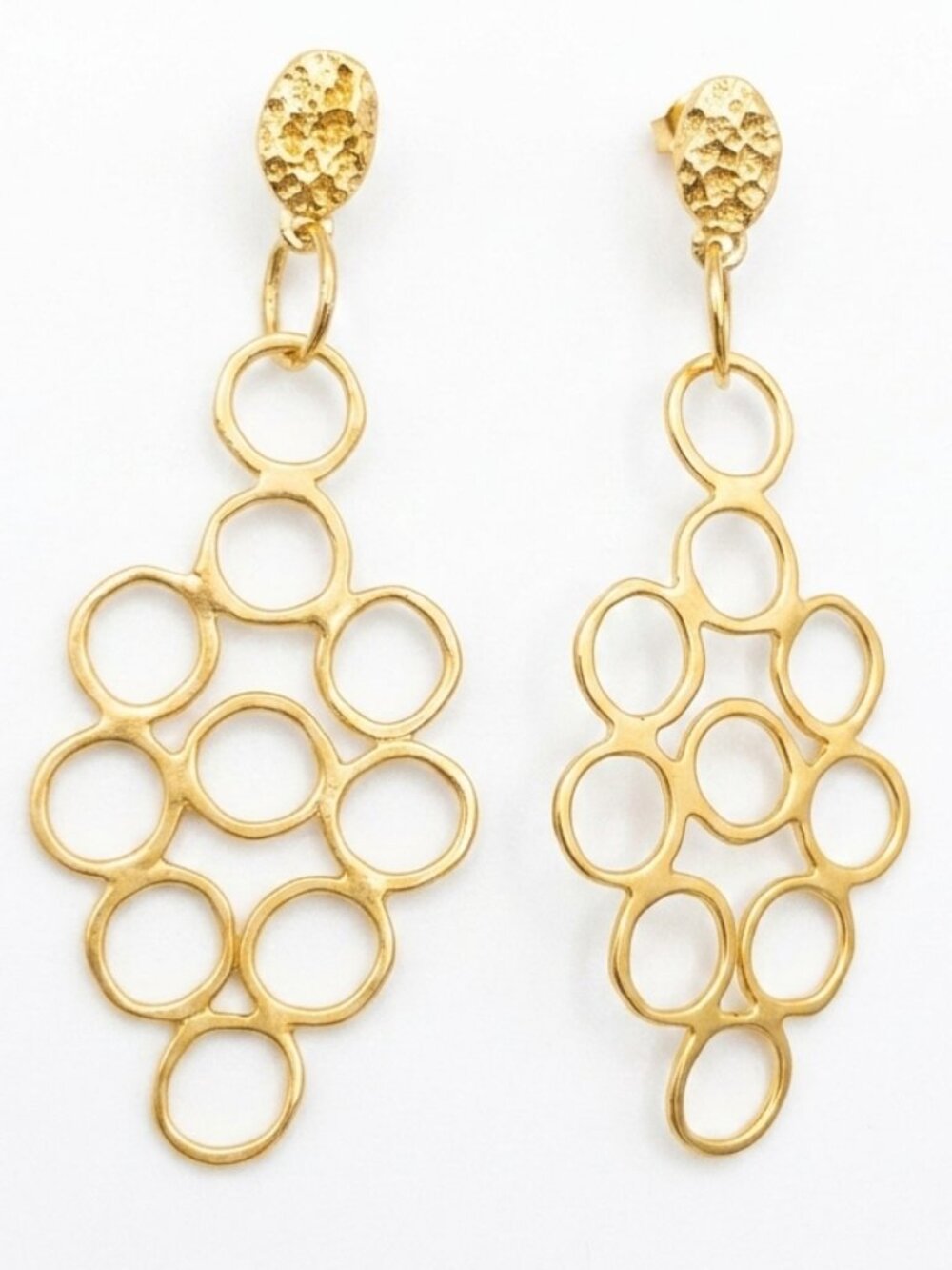 One Of A Kind Artisan Vintage Chandelier Style Geometric Bubble Mesh Earrings